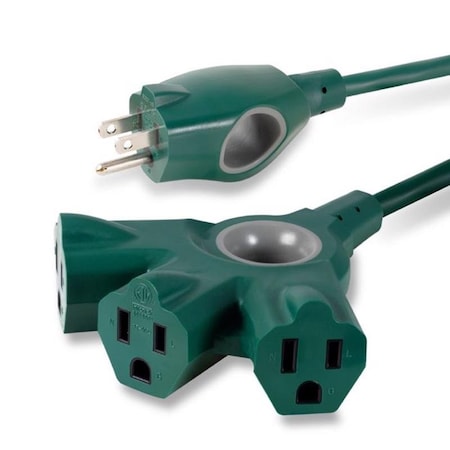 Jasco Extension Cord, 16 AWG, Indoor/Outdoor, 16/3, 3 Outlets, Green, PVC, 25 ft SPC6253ZG/37-T1